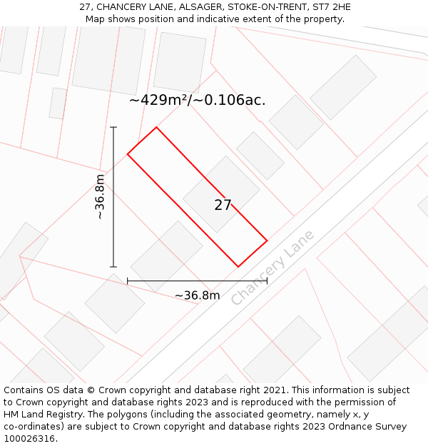 27, CHANCERY LANE, ALSAGER, STOKE-ON-TRENT, ST7 2HE: Plot and title map