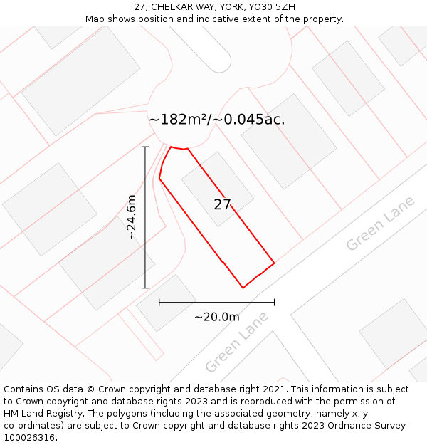 27, CHELKAR WAY, YORK, YO30 5ZH: Plot and title map