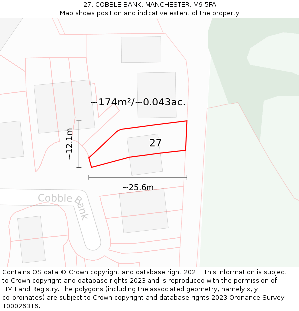 27, COBBLE BANK, MANCHESTER, M9 5FA: Plot and title map