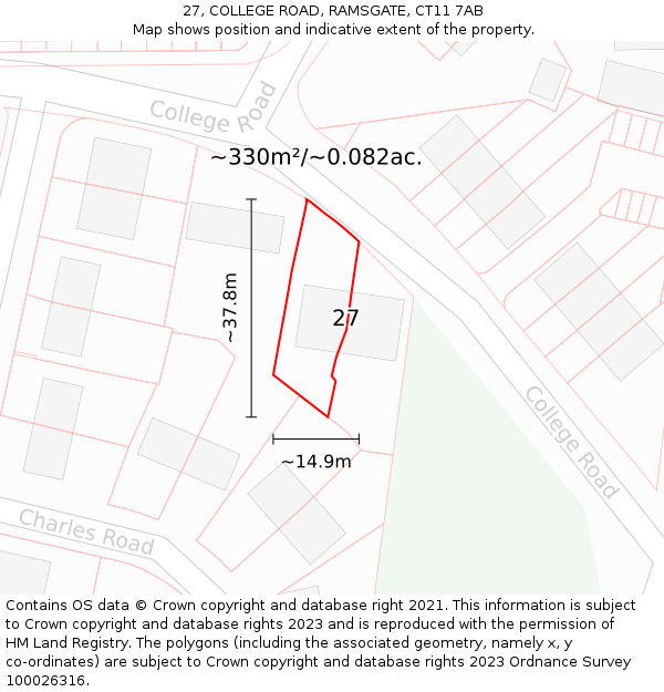27, COLLEGE ROAD, RAMSGATE, CT11 7AB: Plot and title map