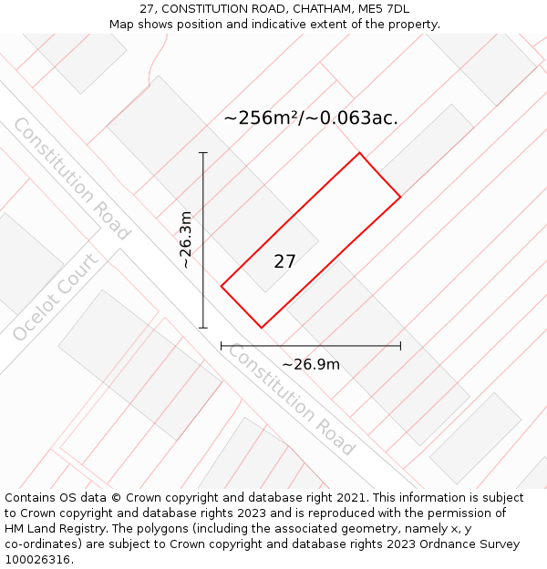 27, CONSTITUTION ROAD, CHATHAM, ME5 7DL: Plot and title map