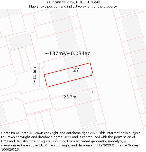 27, COPPICE VIEW, HULL, HU3 6AE: Plot and title map