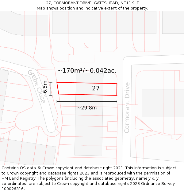27, CORMORANT DRIVE, GATESHEAD, NE11 9LF: Plot and title map