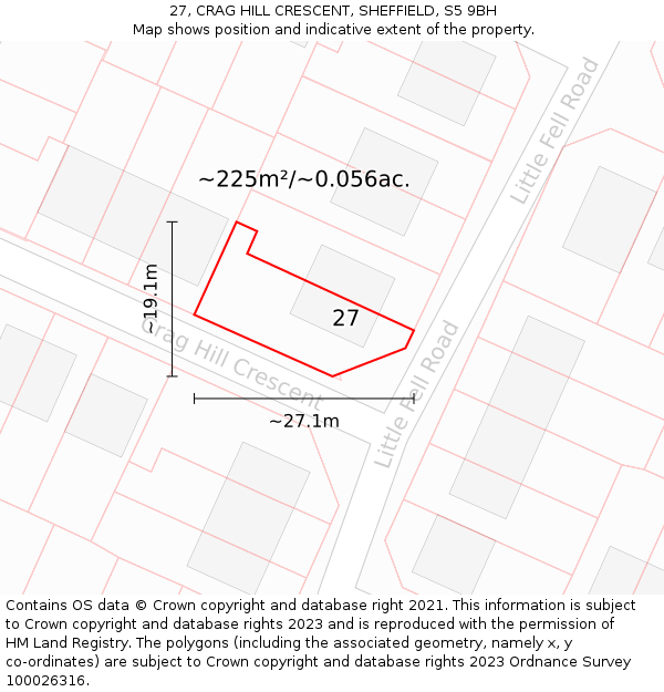 27, CRAG HILL CRESCENT, SHEFFIELD, S5 9BH: Plot and title map