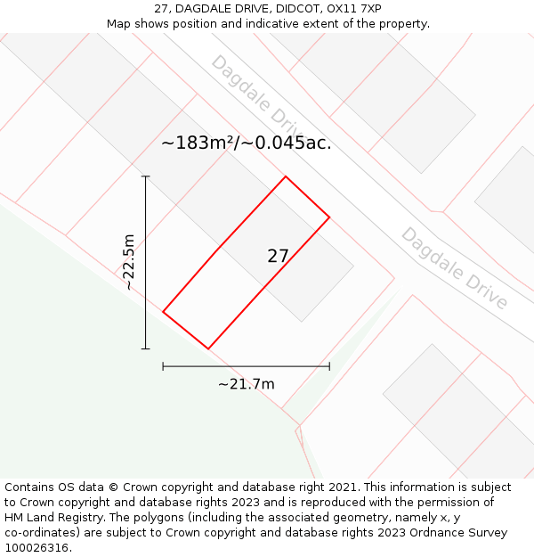 27, DAGDALE DRIVE, DIDCOT, OX11 7XP: Plot and title map