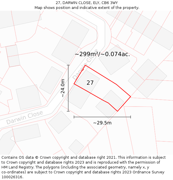 27, DARWIN CLOSE, ELY, CB6 3WY: Plot and title map