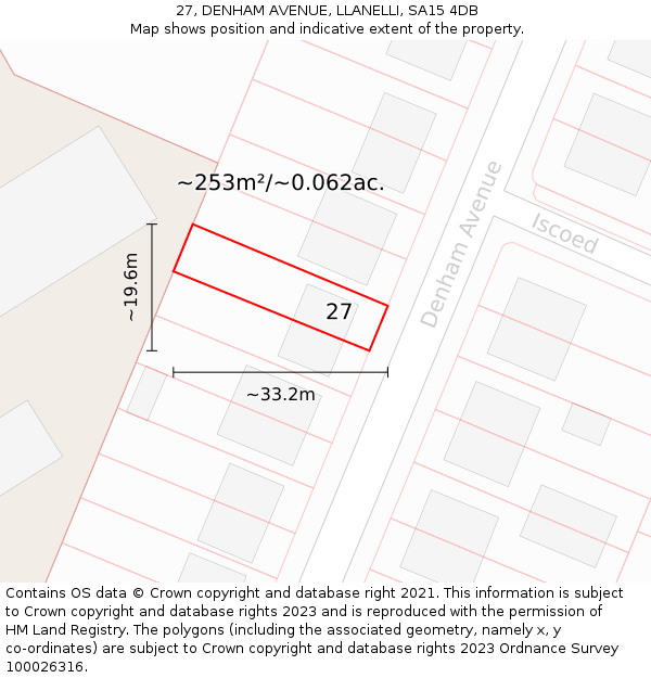 27, DENHAM AVENUE, LLANELLI, SA15 4DB: Plot and title map