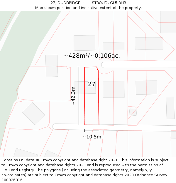 27, DUDBRIDGE HILL, STROUD, GL5 3HR: Plot and title map