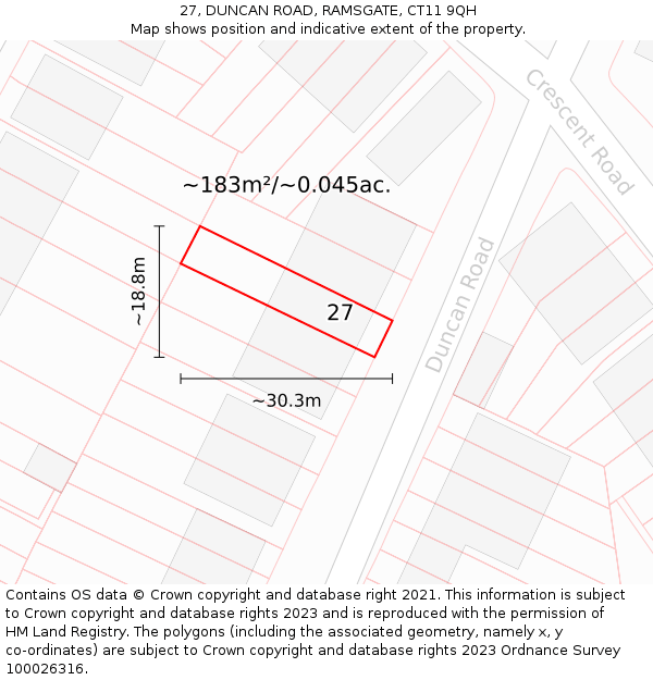 27, DUNCAN ROAD, RAMSGATE, CT11 9QH: Plot and title map