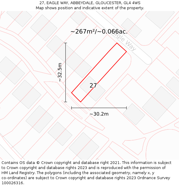 27, EAGLE WAY, ABBEYDALE, GLOUCESTER, GL4 4WS: Plot and title map
