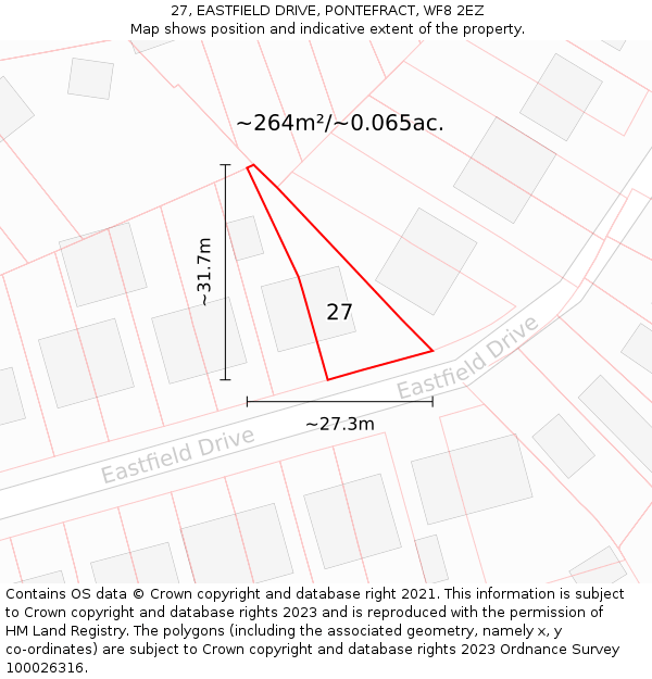 27, EASTFIELD DRIVE, PONTEFRACT, WF8 2EZ: Plot and title map
