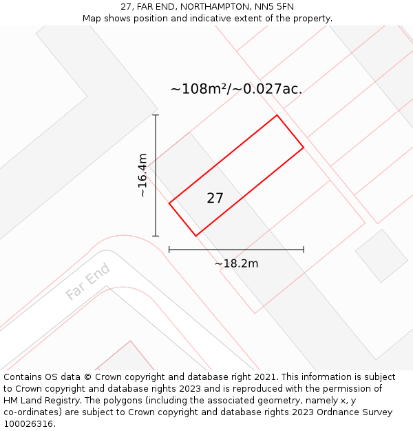 27, FAR END, NORTHAMPTON, NN5 5FN: Plot and title map
