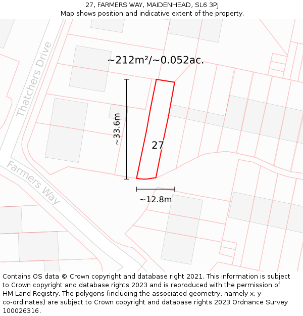 27, FARMERS WAY, MAIDENHEAD, SL6 3PJ: Plot and title map