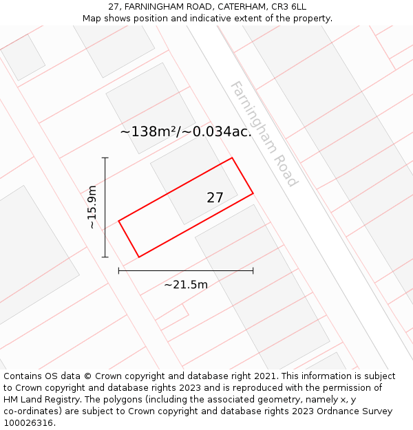 27, FARNINGHAM ROAD, CATERHAM, CR3 6LL: Plot and title map