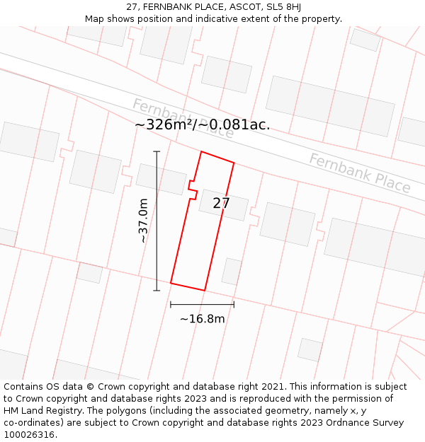 27, FERNBANK PLACE, ASCOT, SL5 8HJ: Plot and title map