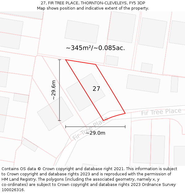 27, FIR TREE PLACE, THORNTON-CLEVELEYS, FY5 3DP: Plot and title map