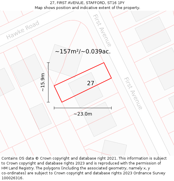 27, FIRST AVENUE, STAFFORD, ST16 1PY: Plot and title map