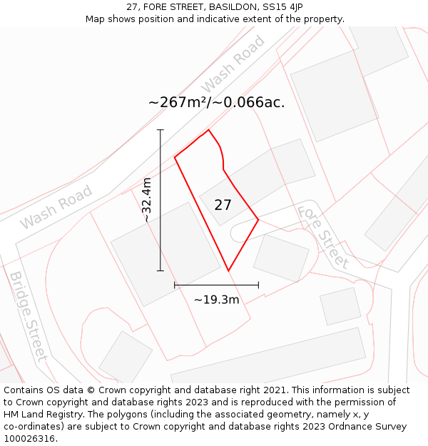 27, FORE STREET, BASILDON, SS15 4JP: Plot and title map