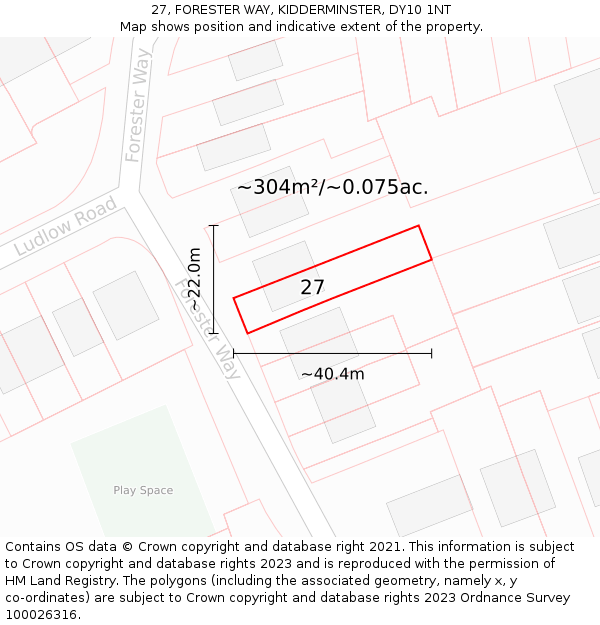 27, FORESTER WAY, KIDDERMINSTER, DY10 1NT: Plot and title map