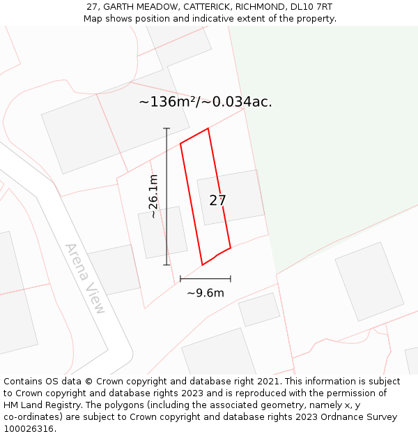27, GARTH MEADOW, CATTERICK, RICHMOND, DL10 7RT: Plot and title map