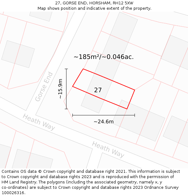 27, GORSE END, HORSHAM, RH12 5XW: Plot and title map