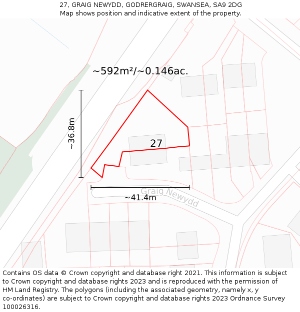 27, GRAIG NEWYDD, GODRERGRAIG, SWANSEA, SA9 2DG: Plot and title map