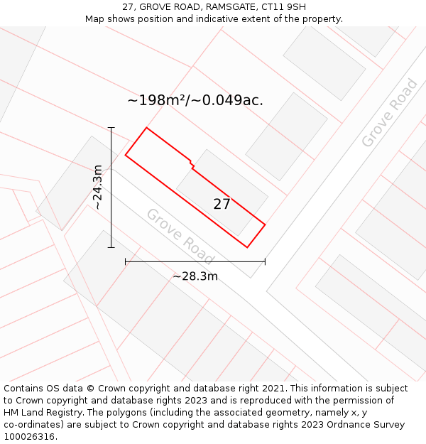 27, GROVE ROAD, RAMSGATE, CT11 9SH: Plot and title map
