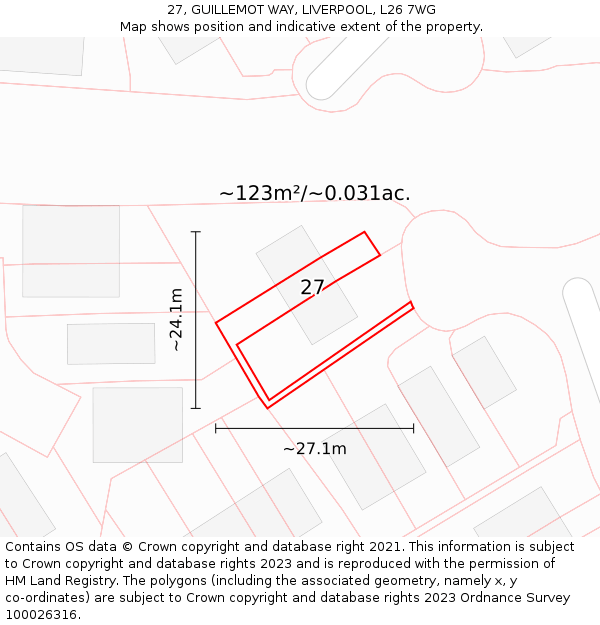 27, GUILLEMOT WAY, LIVERPOOL, L26 7WG: Plot and title map