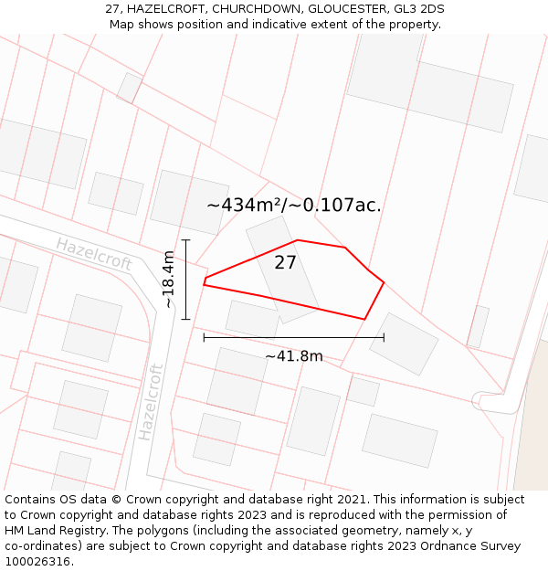 27, HAZELCROFT, CHURCHDOWN, GLOUCESTER, GL3 2DS: Plot and title map
