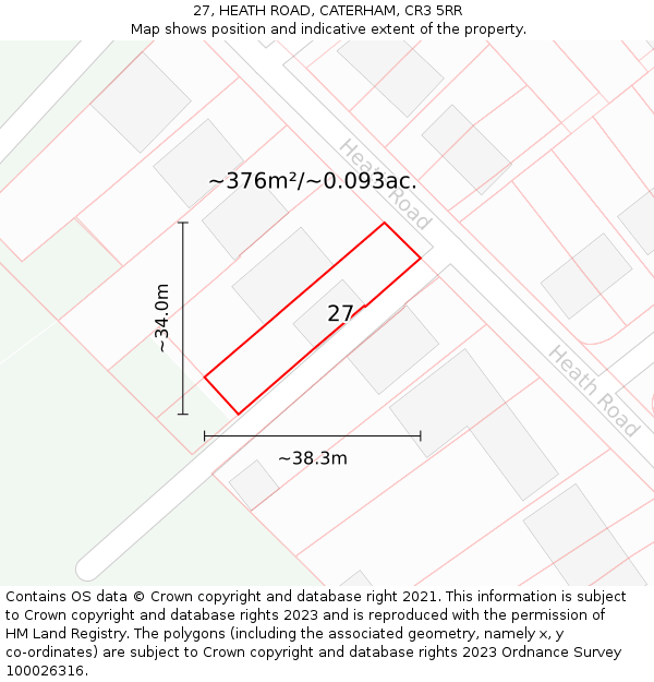 27, HEATH ROAD, CATERHAM, CR3 5RR: Plot and title map