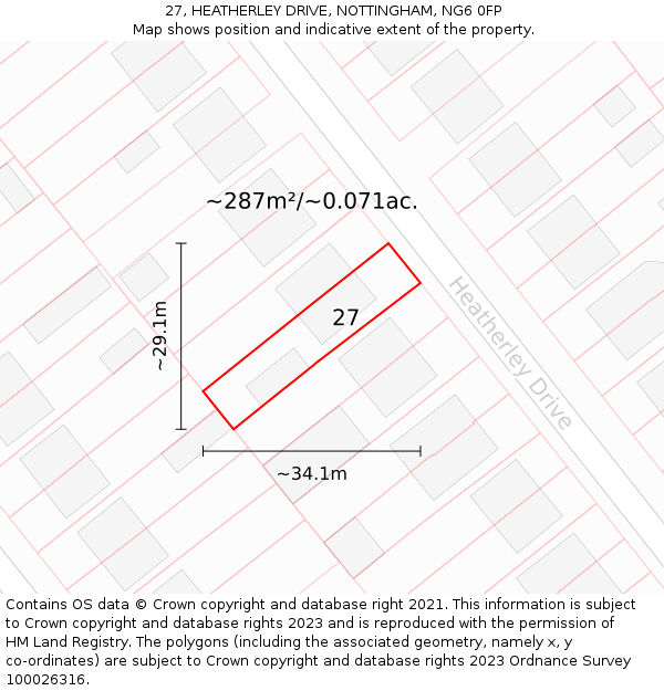 27, HEATHERLEY DRIVE, NOTTINGHAM, NG6 0FP: Plot and title map