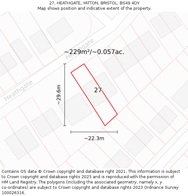 27, HEATHGATE, YATTON, BRISTOL, BS49 4DY: Plot and title map