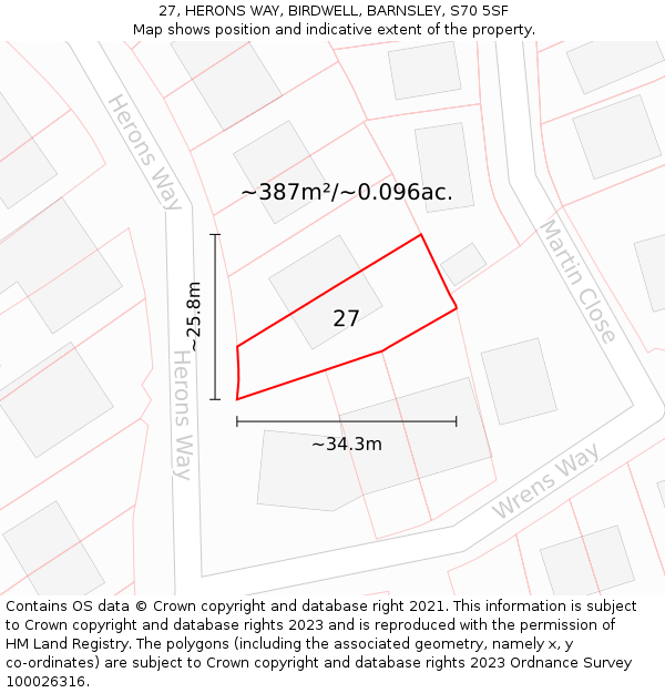 27, HERONS WAY, BIRDWELL, BARNSLEY, S70 5SF: Plot and title map