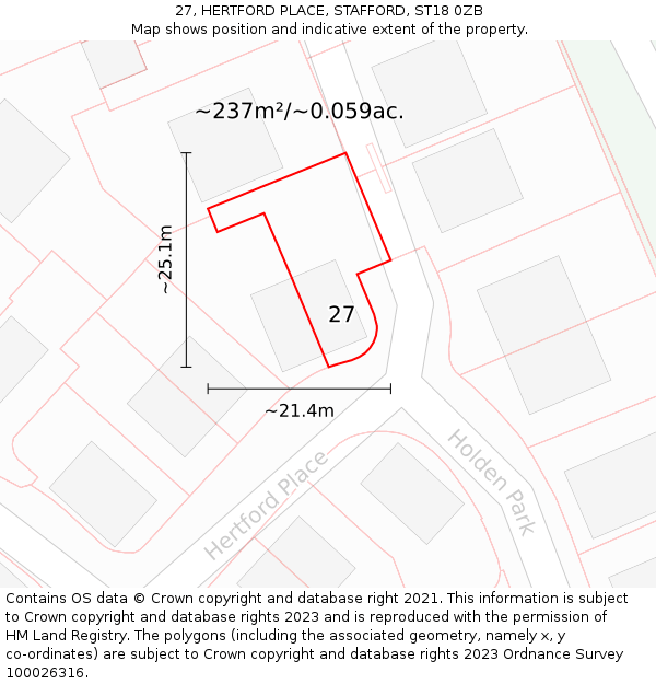 27, HERTFORD PLACE, STAFFORD, ST18 0ZB: Plot and title map