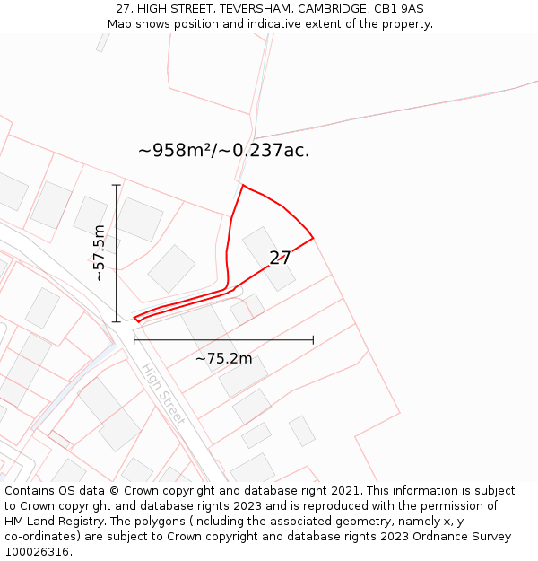 27, HIGH STREET, TEVERSHAM, CAMBRIDGE, CB1 9AS: Plot and title map