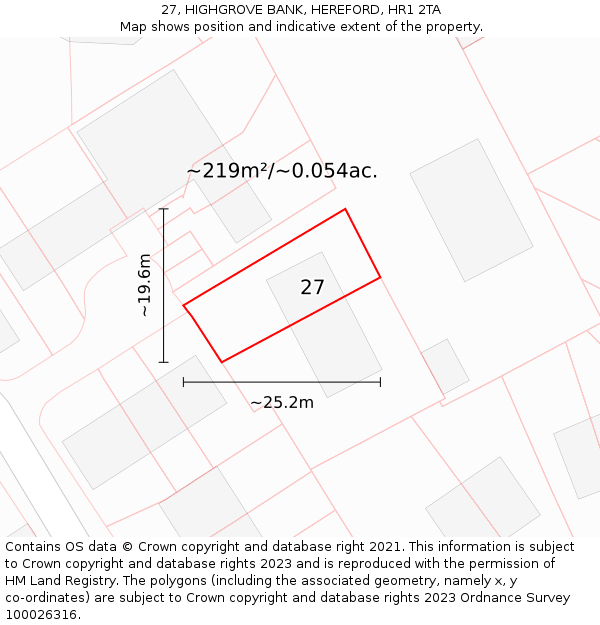 27, HIGHGROVE BANK, HEREFORD, HR1 2TA: Plot and title map