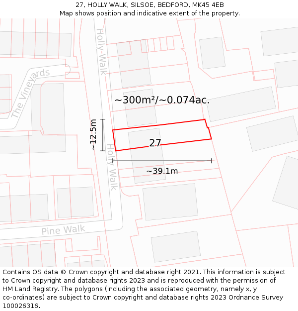 27, HOLLY WALK, SILSOE, BEDFORD, MK45 4EB: Plot and title map