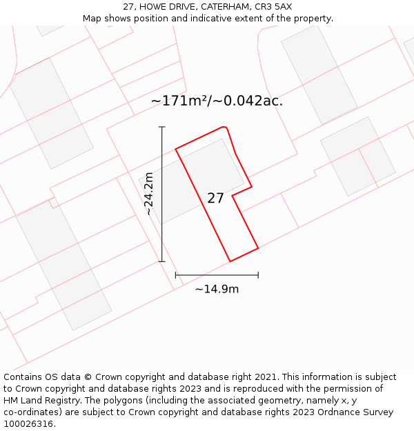27, HOWE DRIVE, CATERHAM, CR3 5AX: Plot and title map