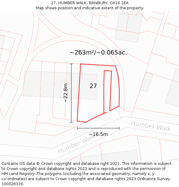 27, HUMBER WALK, BANBURY, OX16 1EA: Plot and title map