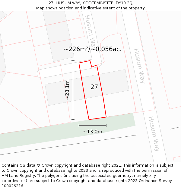 27, HUSUM WAY, KIDDERMINSTER, DY10 3QJ: Plot and title map