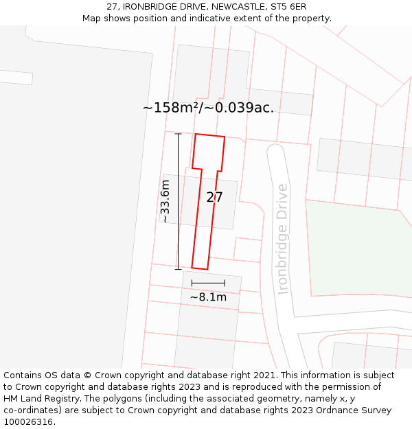 27, IRONBRIDGE DRIVE, NEWCASTLE, ST5 6ER: Plot and title map