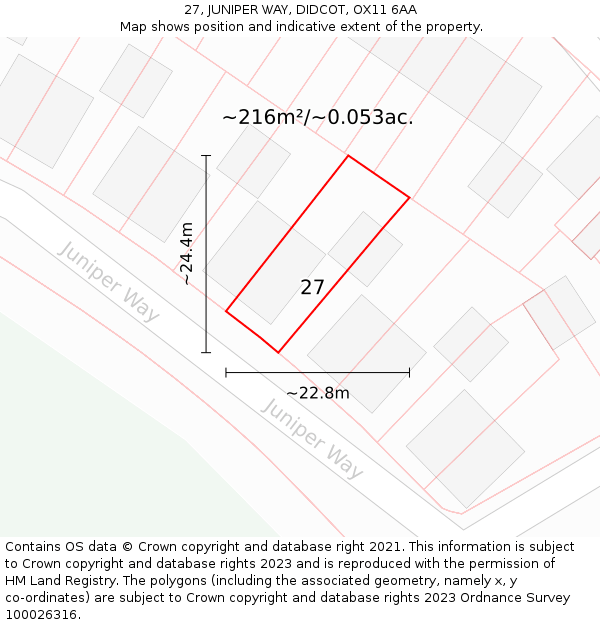27, JUNIPER WAY, DIDCOT, OX11 6AA: Plot and title map
