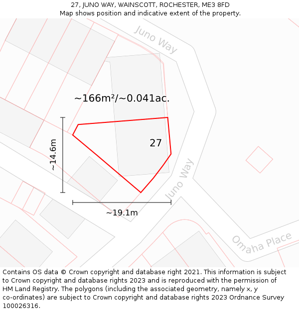 27, JUNO WAY, WAINSCOTT, ROCHESTER, ME3 8FD: Plot and title map