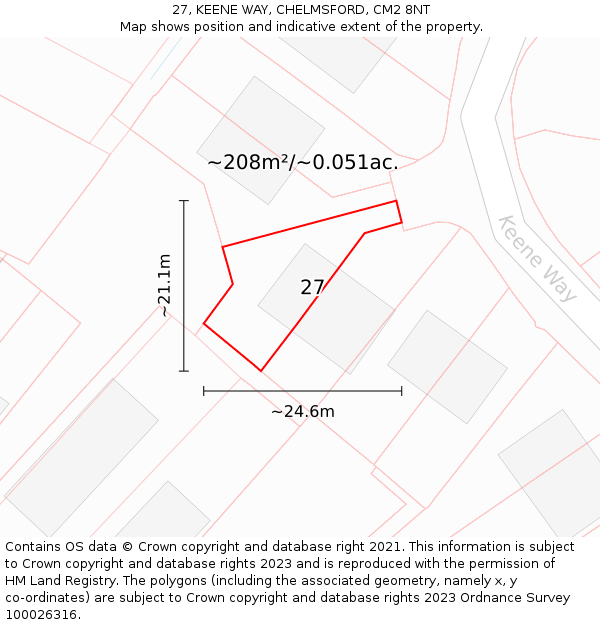 27, KEENE WAY, CHELMSFORD, CM2 8NT: Plot and title map