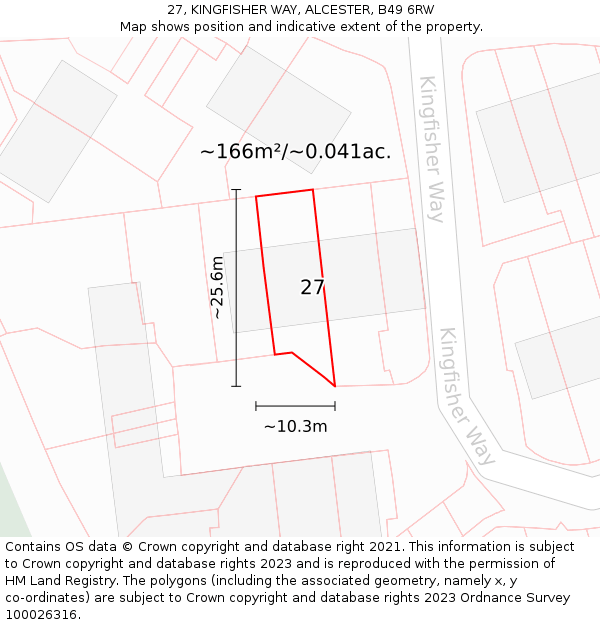 27, KINGFISHER WAY, ALCESTER, B49 6RW: Plot and title map