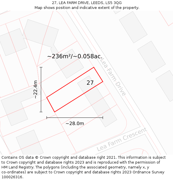 27, LEA FARM DRIVE, LEEDS, LS5 3QG: Plot and title map