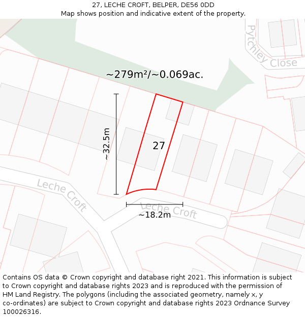 27, LECHE CROFT, BELPER, DE56 0DD: Plot and title map