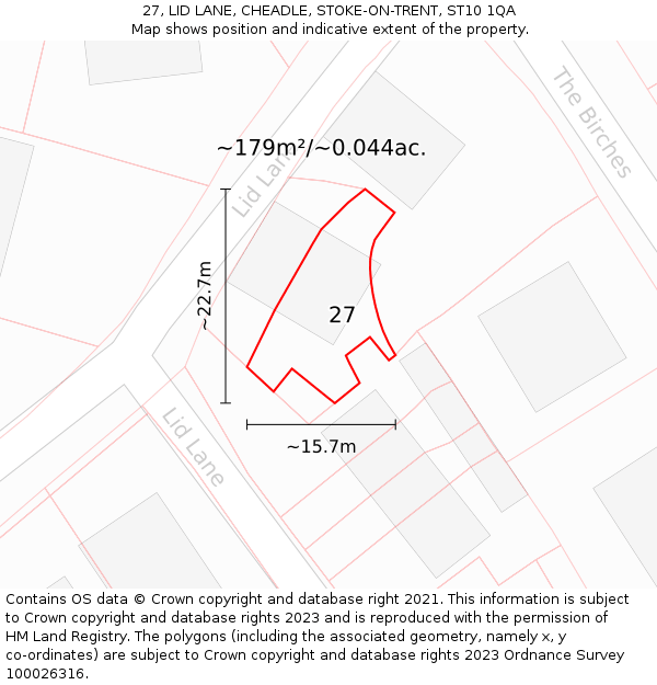 27, LID LANE, CHEADLE, STOKE-ON-TRENT, ST10 1QA: Plot and title map