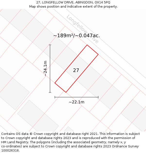 27, LONGFELLOW DRIVE, ABINGDON, OX14 5PQ: Plot and title map