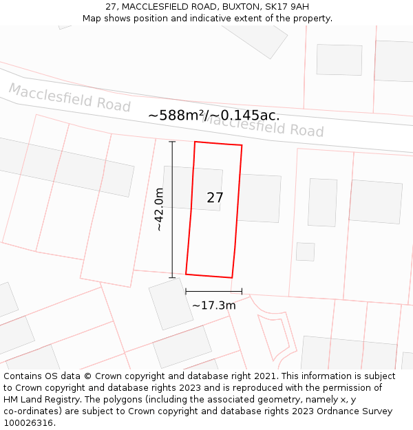 27, MACCLESFIELD ROAD, BUXTON, SK17 9AH: Plot and title map
